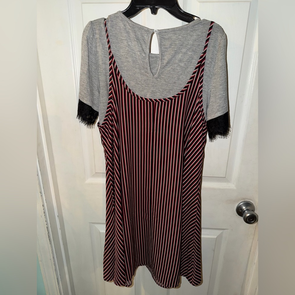 Hem & Thread Burgundy Striped Dress - Picture 3 of 4